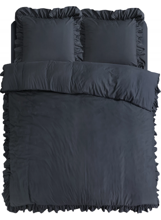 Dekbedovertrek Ruffles Antraciet - Microvezel