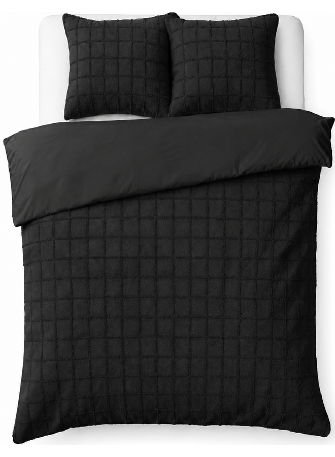 Sleeptime Dekbedovertrek Faux Fur Check Zwart - Polyester