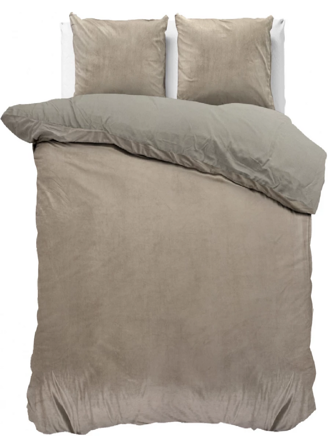 Sleeptime Dekbedovertrek Uni Taupe/Grijs - Velvet