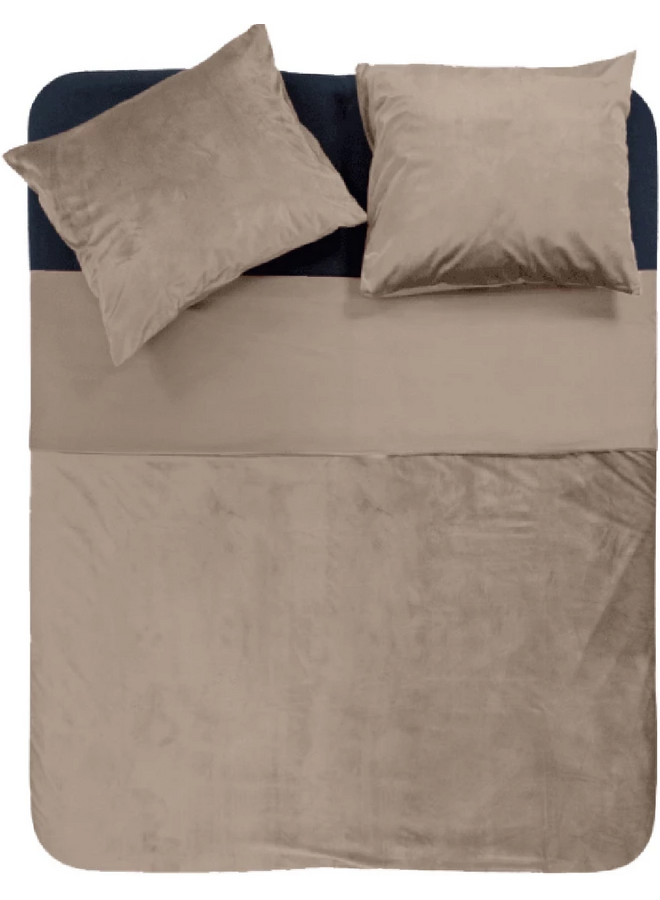 Sleeptime Dekbedovertrek Uni Piping Taupe/Grijs - Velvet