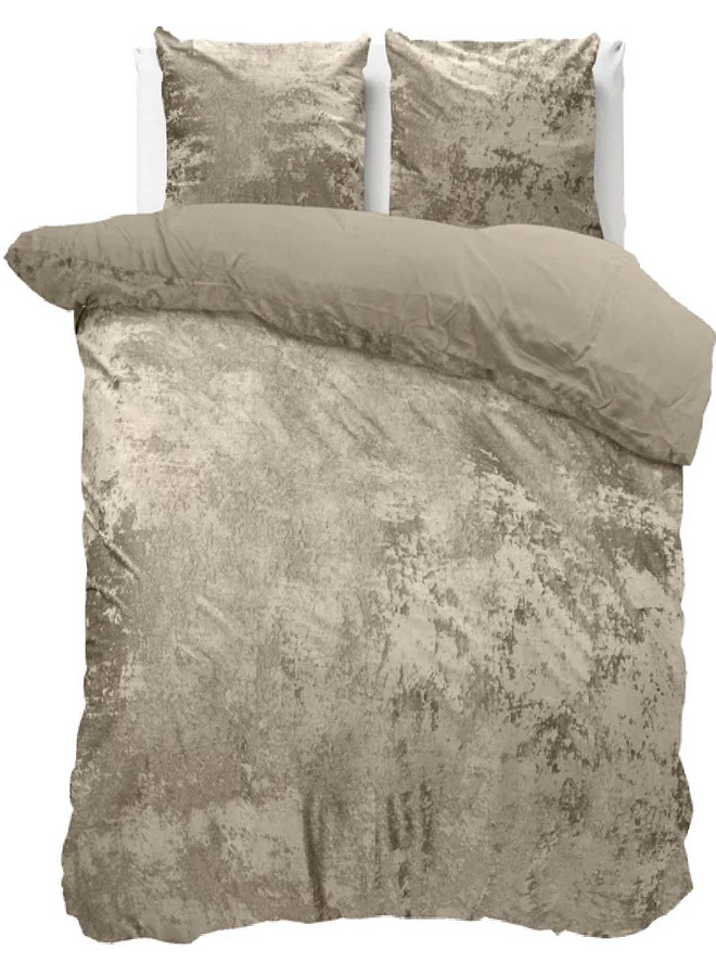 Sleeptime Dekbedovertrek Crushed Taupe/Grijs- Velvet
