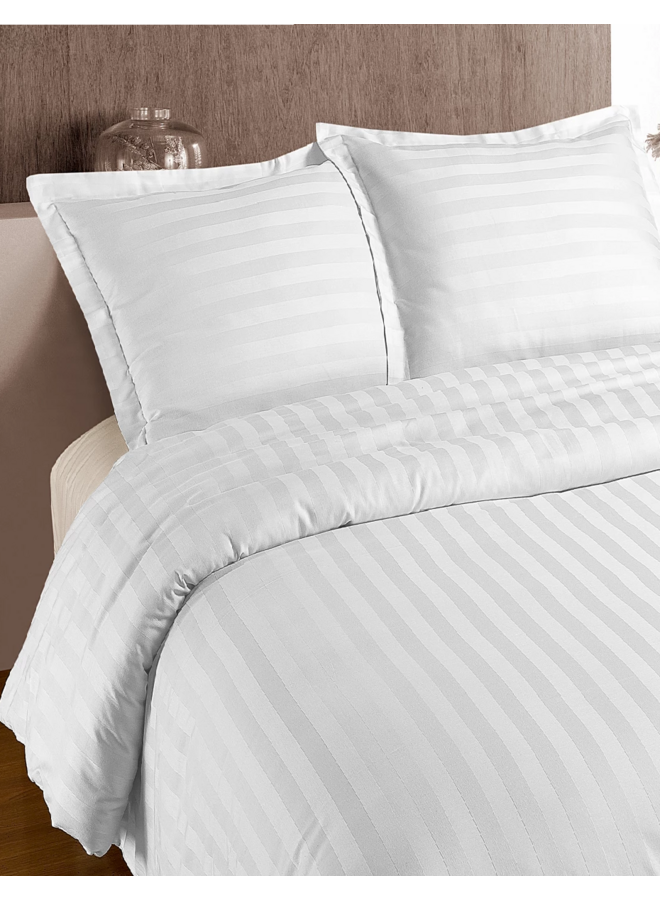 Primaviera Deluxe Dekbedovertrek Hotel Stripe Wit - Katoensatijn