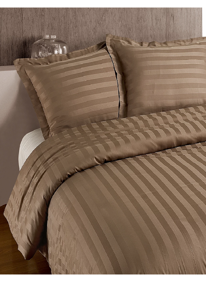 Dekbedovertrek Hotel Stripe Taupe - Katoensatijn