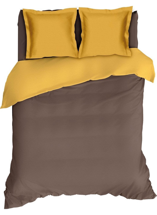 Romanette Dekbedovertrek Comtesse Uni Bruin/Oker- Flanel