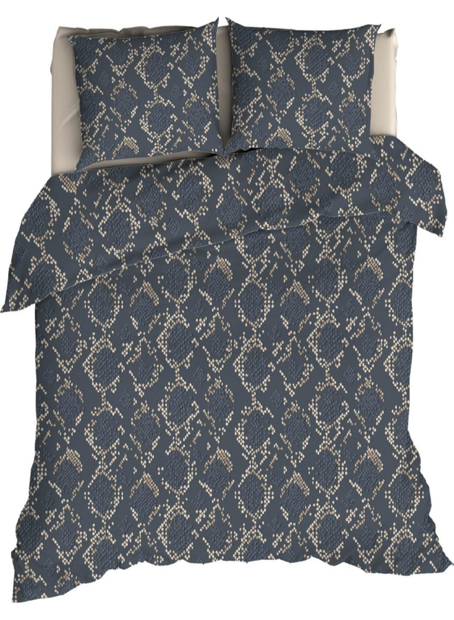 Dekbedovertrek Bormio Blauw/Grijs - Flanel
