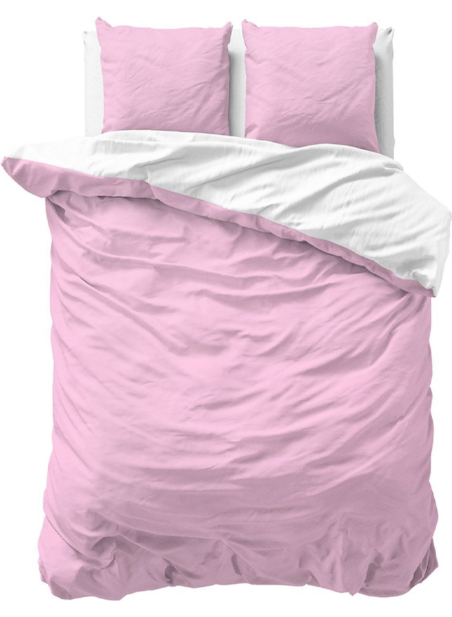 Dekbedovertrek Twin Face Uni Roze/Wit - Microvezel
