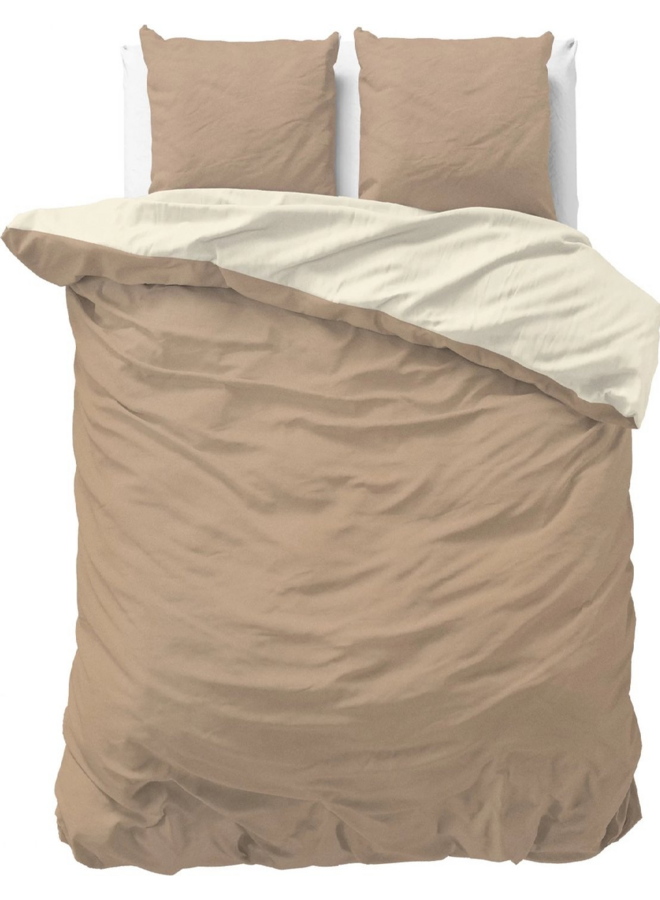 Dekbedovertrek Twin Face Uni Taupe/Creme - Microvezel