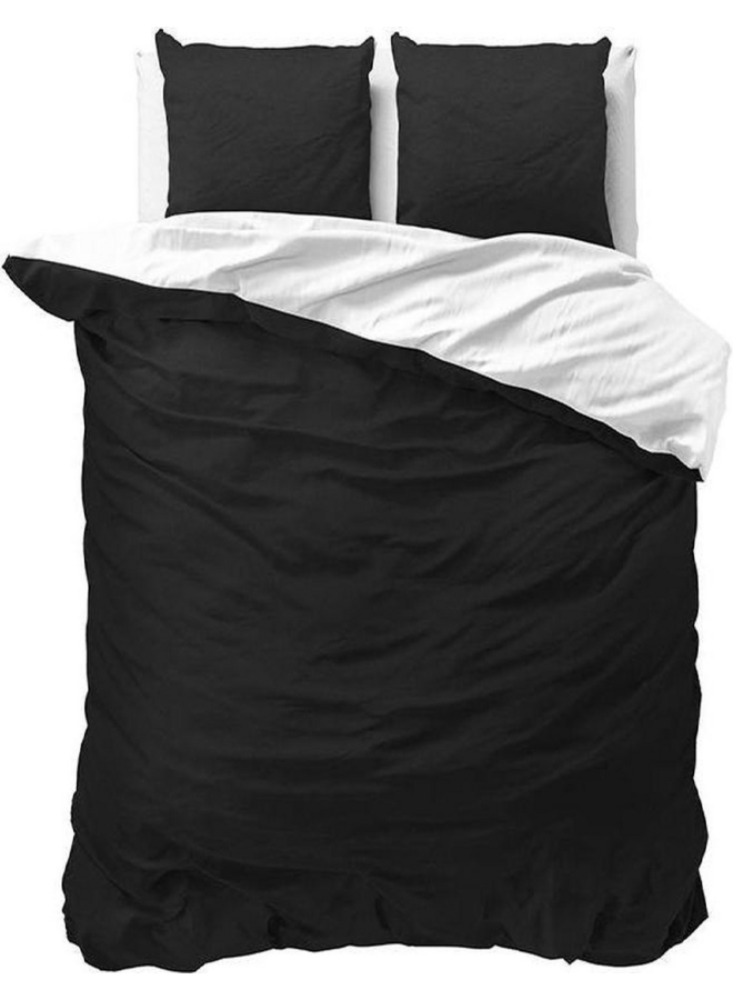 Dekbedovertrek Twin Face Uni Zwart/Wit - Microvezel