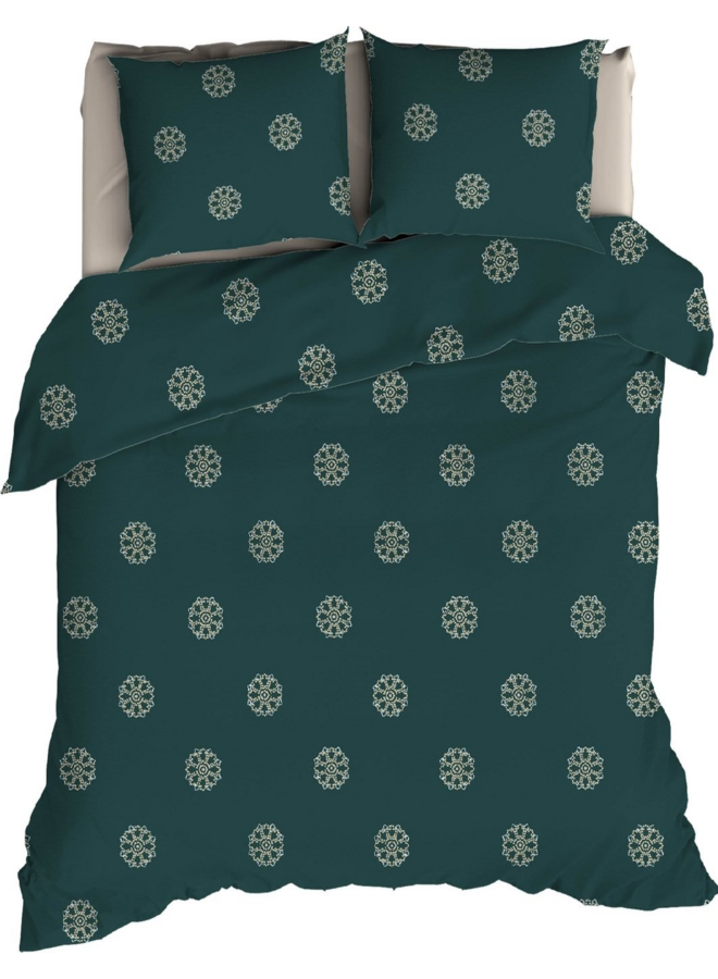 Romanette Dekbedovertrek Flocons Groen - Flanel