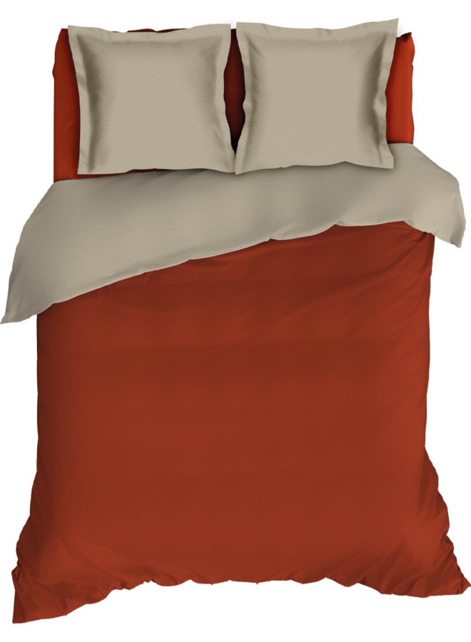 Romanette Dekbedovertrek Comtesse Uni Rooibos/Taupe - Flanel