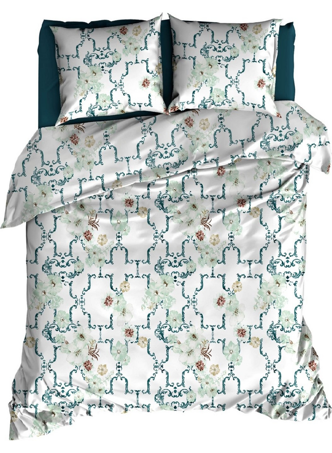 Satin d'Or Dekbedovertrek Viola Mint/Teal - Katoensatijn