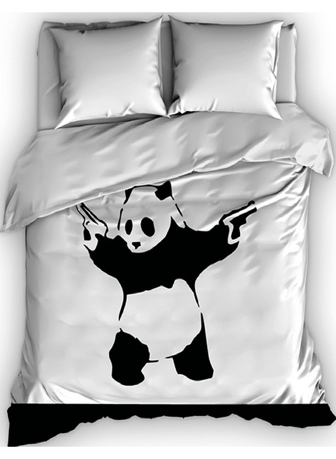 Dekbedovertrek Panda Wit/Zwart - Katoensatijn