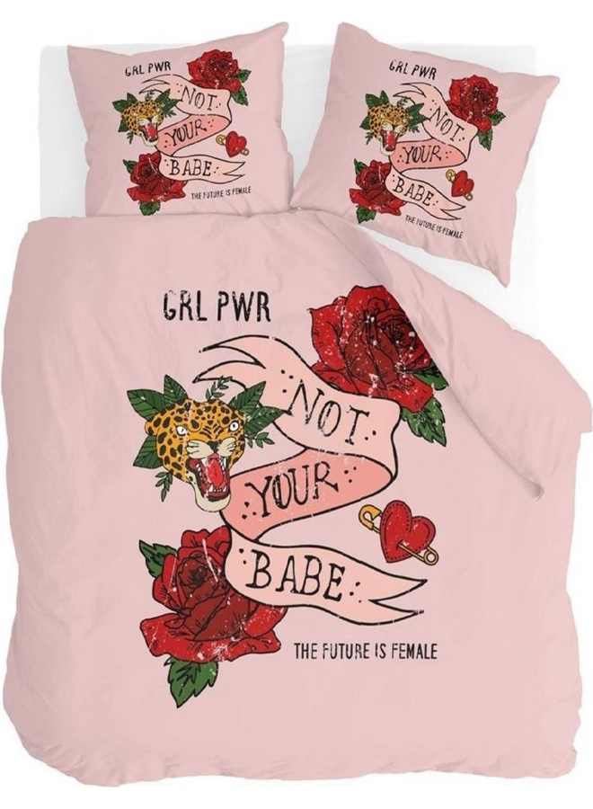 Dekbedovertrek Not Your Babe Roze - Katoen