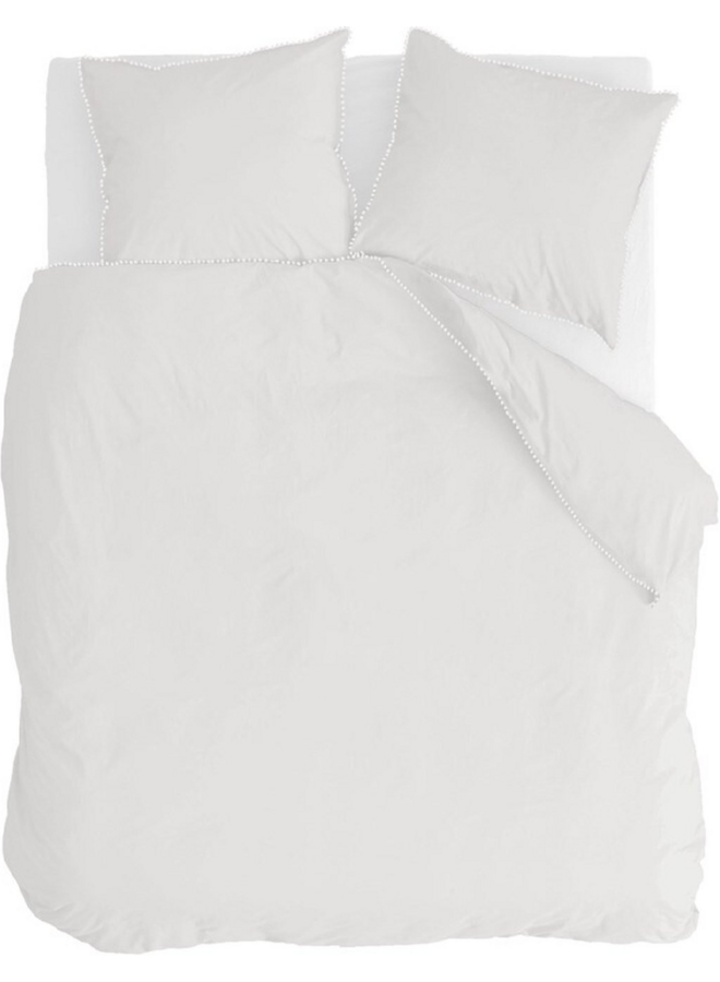 Walra Dekbedovertrek Pretty Pom Pom Wit - Percale Katoen