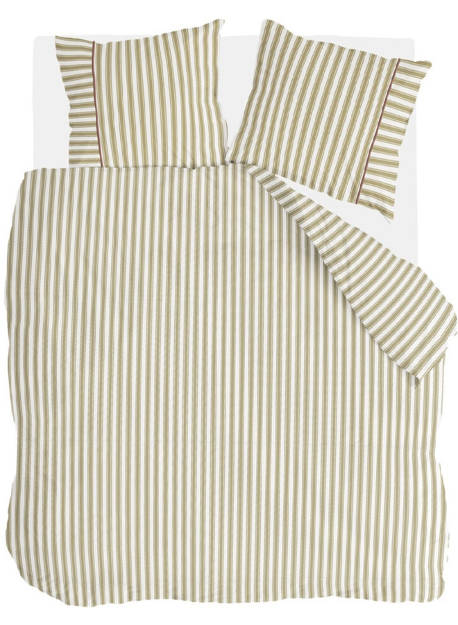 Walra Dekbedovertrek Refined Lines Groen - Gerecycled Katoen