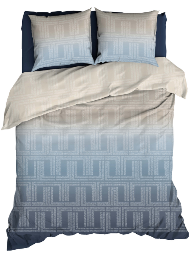 Satin d'Or Dekbedovertrek Albenga Blauw/Beige - Katoensatijn
