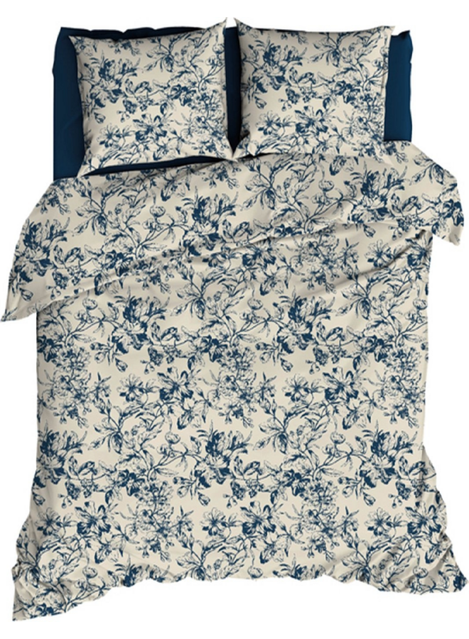 Satin d'Or Dekbedovertrek Guirlande Navy - Katoensatijn