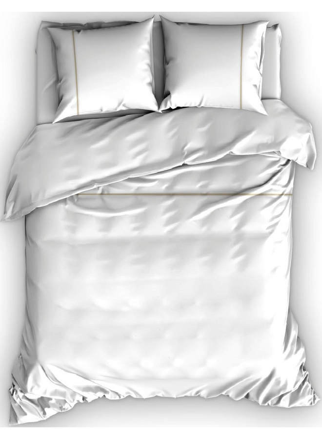 Dekbedovertrek Divina Wit/Zand - Egyptisch Percale Katoen