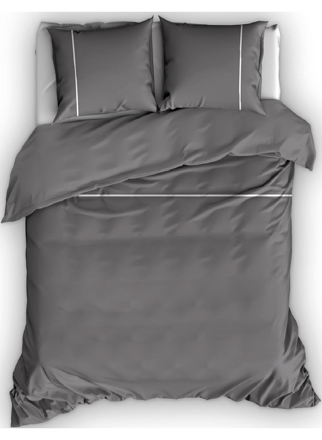 Dekbedovertrek Divina Antraciet/Wit - Egyptisch Percale Katoen