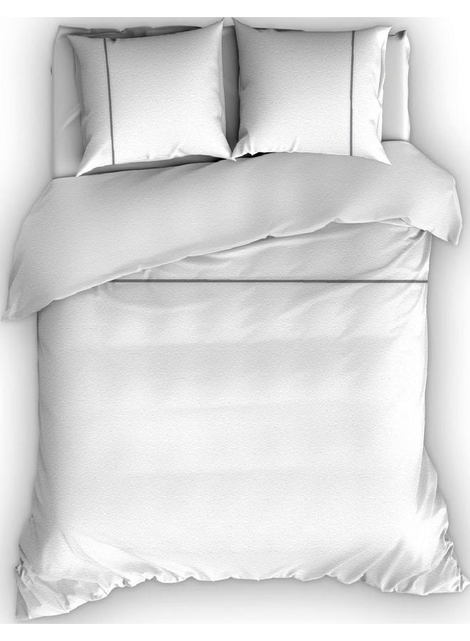 Cascina Colorini Dekbedovertrek Divina Wit/Antraciet - Egyptisch Percale Katoen