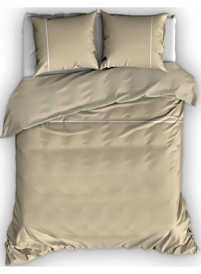 Cascina Colorini Dekbedovertrek Divina Zand/Wit - Egyptisch Percale Katoen