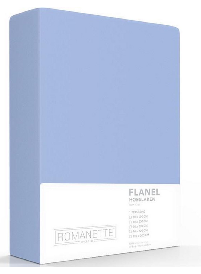 Romanette Hoeslaken Blauw - Flanel