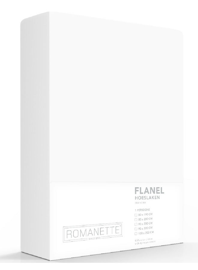 Romanette Hoeslaken Wit - Flanel