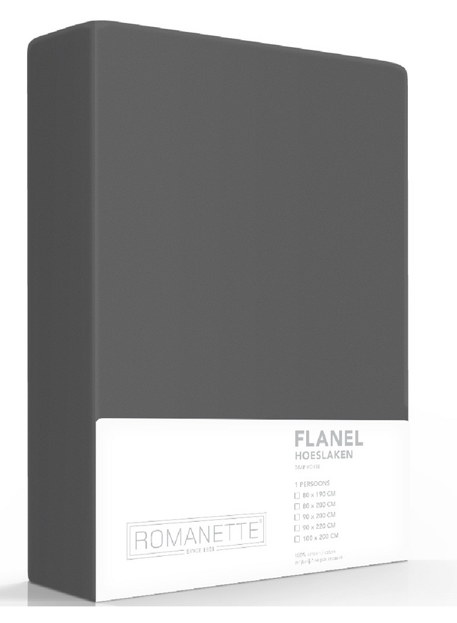 Romanette Hoeslaken Antraciet - Flanel