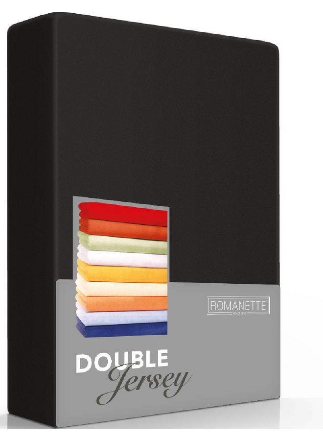 Romanette Hoeslaken Zwart - Dubbel Jersey