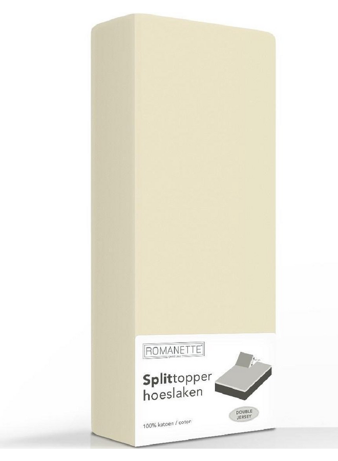 Romanette Hoeslaken Splittopper Zand - Dubbel Jersey