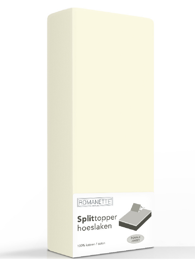 Romanette Hoeslaken Splittopper Creme - Dubbel Jersey