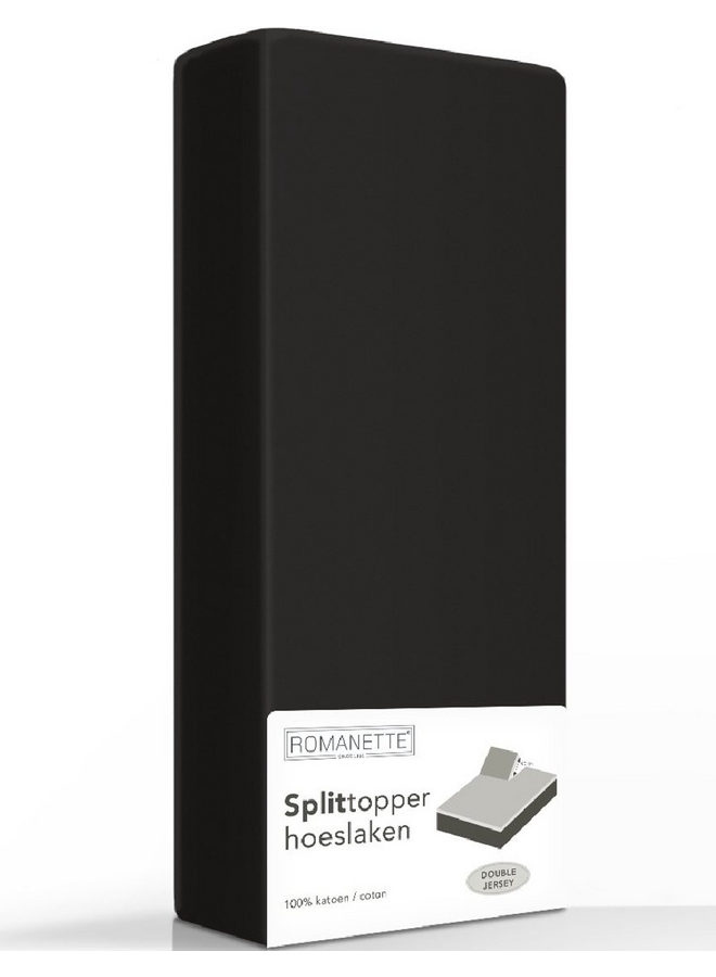 Romanette Hoeslaken Splittopper Zwart - Dubbel Jersey