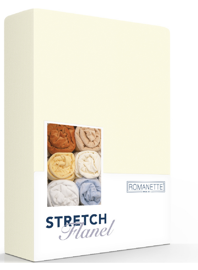 Romanette Hoeslaken Creme - Stretch Flanel