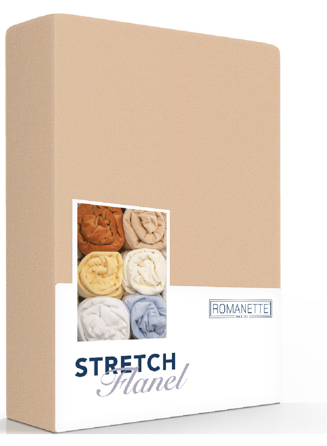 Romanette Hoeslaken Zand - Stretch Flanel