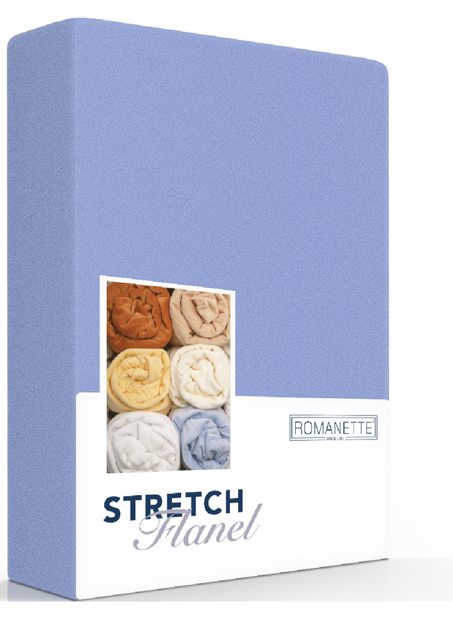 Romanette Hoeslaken Blauw - Stretch Flanel