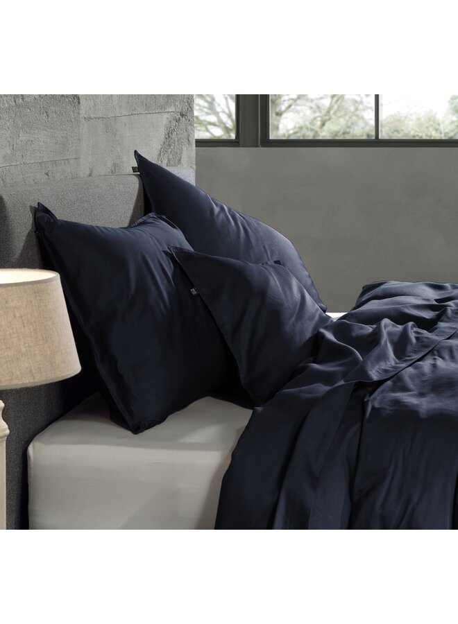 ZO! Home Sierkussenhoes Satinado Donkerblauw - Set Van 2 - Katoensatijn
