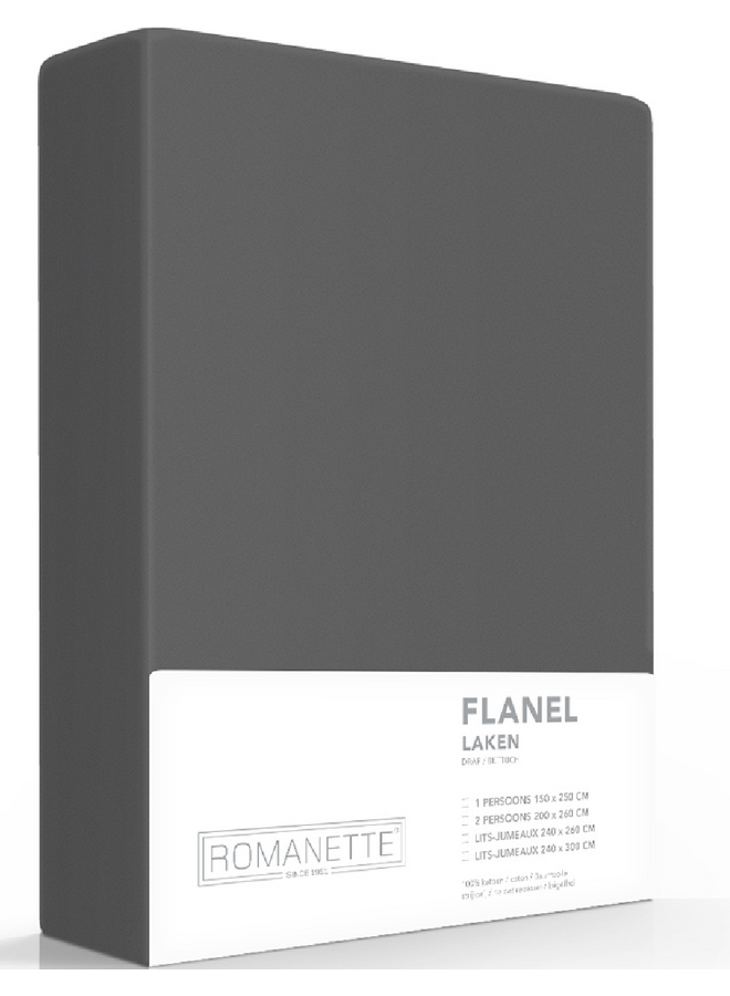 Romanette Laken Antraciet - Flanel