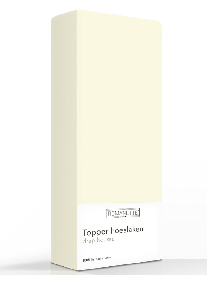 Romanette Hoeslaken Topper Creme - Katoen