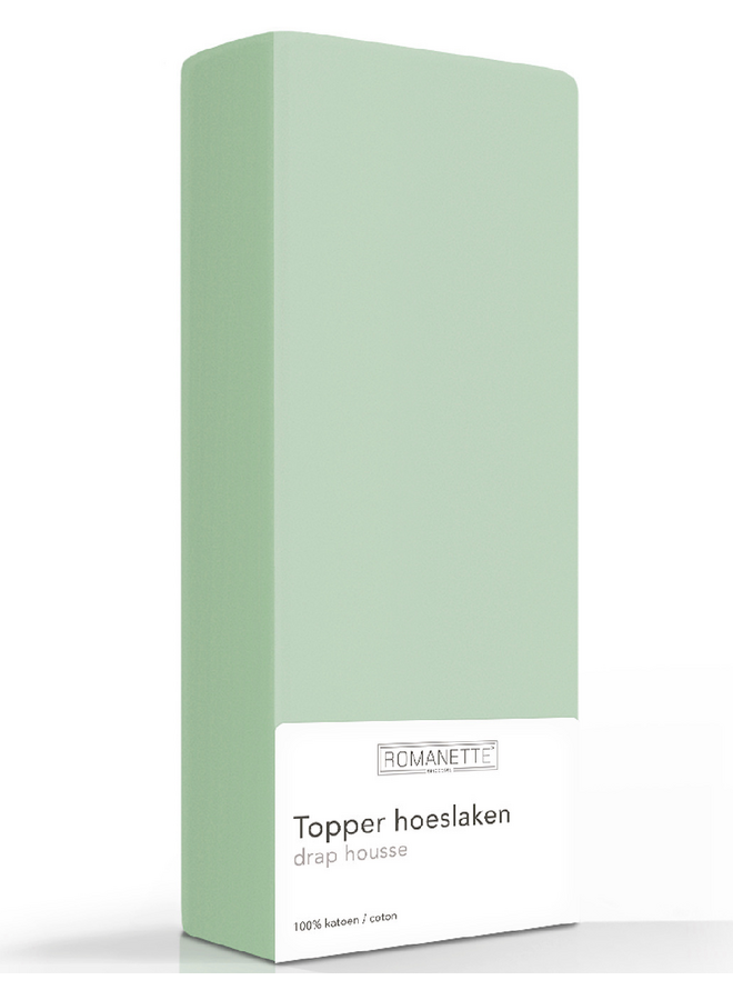 Romanette Hoeslaken Topper Groen - Katoen