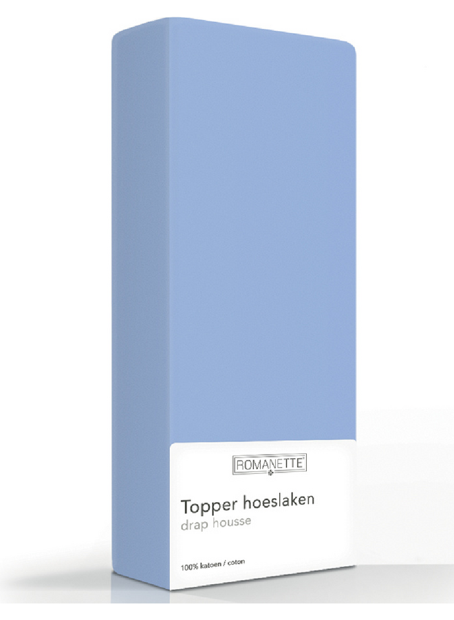 Romanette Hoeslaken Topper Blauw - Katoen