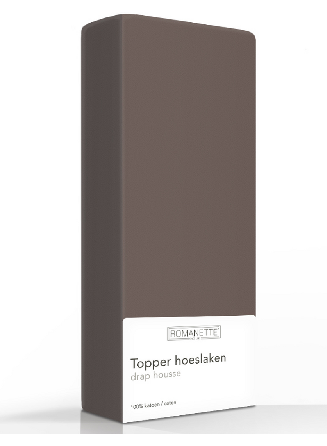 Romanette Hoeslaken Topper Taupe - Katoen