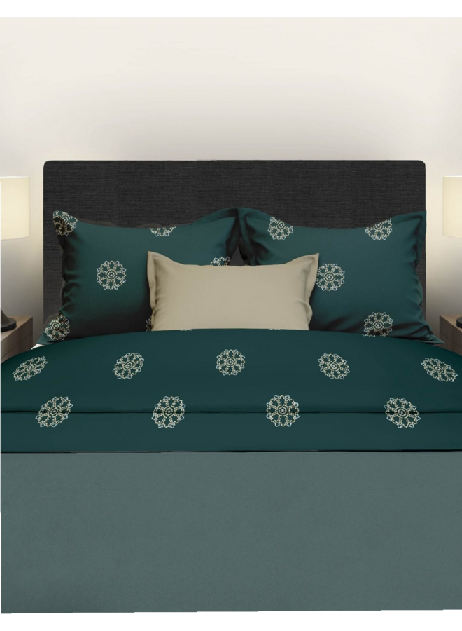 Romanette Lakenset Flocons Groen - Flanel