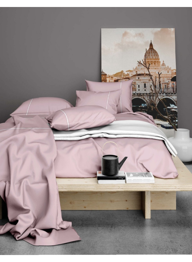 Lakenset Duchesse Roze/Wit - Flanel