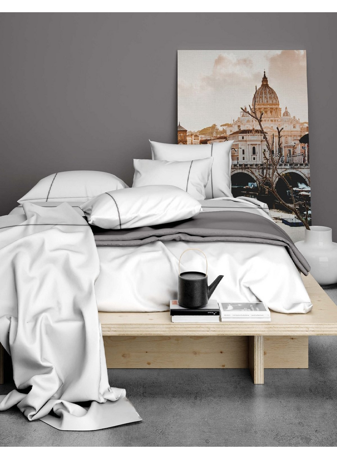 Lakenset Duchesse Wit/Grijs- Flanel