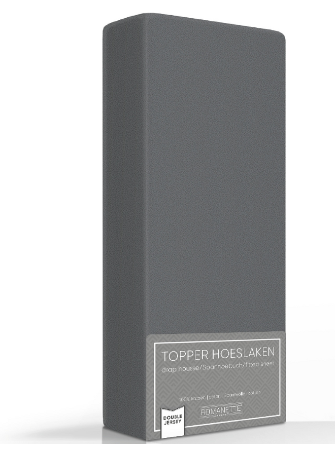 Romanette Hoeslaken Topper Antraciet - Dubbel Jersey
