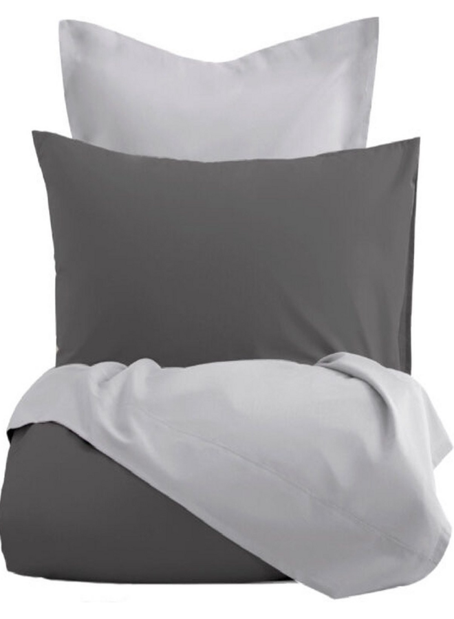 Lakenset Uni Comtesse Antraciet/Grijs - Flanel