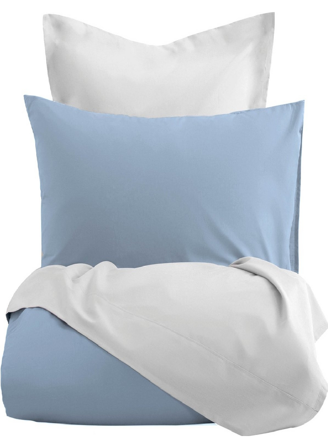 Romanette Lakenset Uni Comtesse Blauw/Wit - Flanel