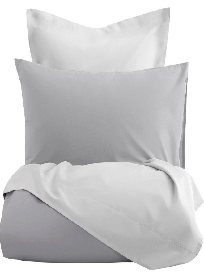 Romanette Lakenset Uni Comtesse Grijs/Wit - Flanel
