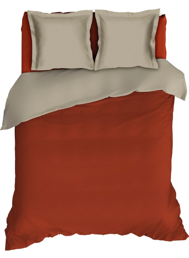Romanette Lakenset Uni Comtesse Rooibos/Zand - Flanel