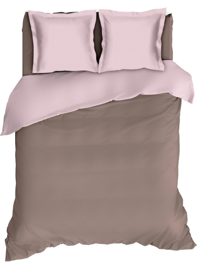 Romanette Lakenset Uni Comtesse Taupe/Roze - Flanel